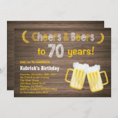 Invitation Rustic Cheers and Beers 70e anniversaire Invitatio (Devant / Derrière)