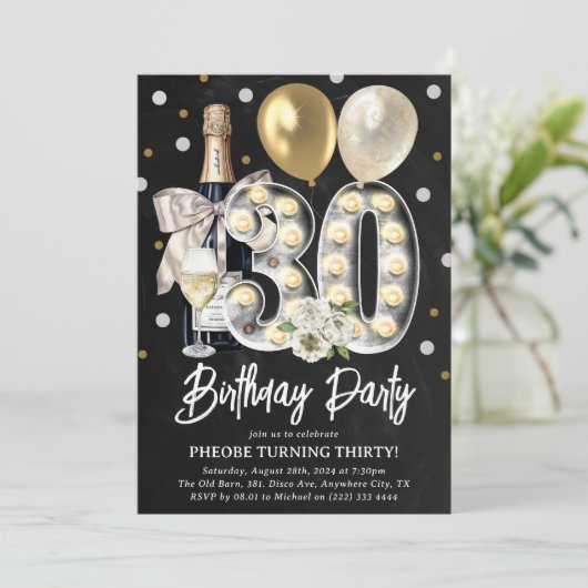 Invitation Rustic Chic 30e anniversaire (Debout devant)