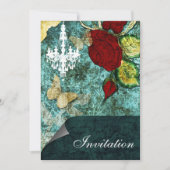 Invitation Rustic Chic Aqua Mariage Rose Vintage (Devant)