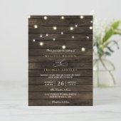 Invitation Rustic Chic Barn Wood Elegant QR Code Wedding (Debout devant)