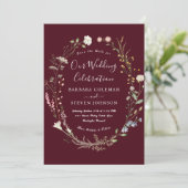 Invitation Rustic Chic Boho Fleur sauvage Bourgogne Mariage (Debout devant)