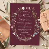 Invitation Rustic Chic Boho Fleur sauvage Bourgogne Mariage