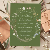 Invitation Rustic Chic Boho Fleur sauvage Moss Green Mariage