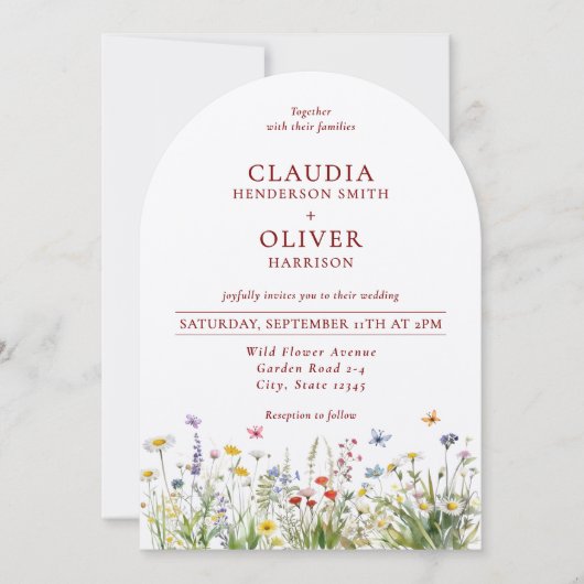 Invitation Rustic Chic Boho Fleurs sauvages et Mariage photo (Devant)