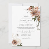 Invitation Rustic Chic Brown crème Blush Mariage de automne i (Devant)