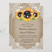Invitation Rustic Chic Burlap et Mariage de tournesol de dent (Devant / Derrière)