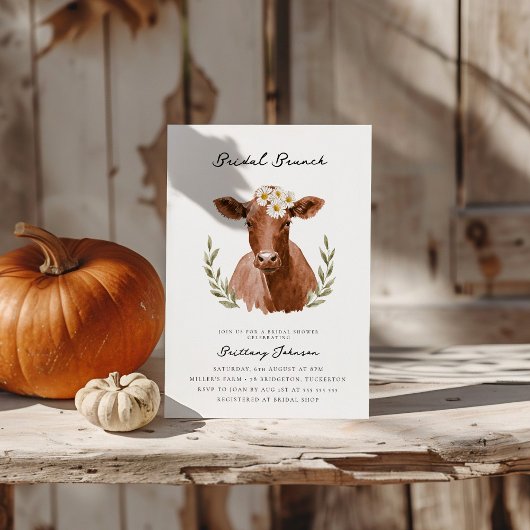 Invitation Rustic Chic Cow Imprimer Fête des mariées agricole