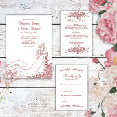 Invitation Rustic Chic Main tiré Couple Mariage Bourgogne