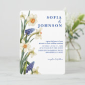 Invitation Rustic Chic navy blue and white floral Wedding  (Debout devant)