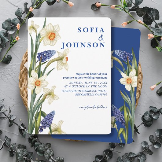 Invitation Rustic Chic navy blue and white floral Wedding 