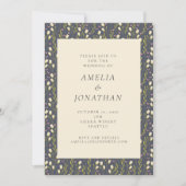 Invitation Rustic Chic Navy Garden Floral All-in-One Mariage (Devant)