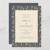 Invitation Rustic Chic Navy Garden Floral All-in-One Mariage (Devant / Derrière)