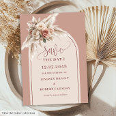 Invitation Rustic Chic Pink Pampas Grass Arch Save the Date