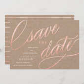 Invitation Rustic Chic Rose Gold Enregistrer les dates | Or R (Devant / Derrière)
