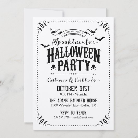 Invitation Rustic Chic Spooktacular Parti d'Halloween (Devant)