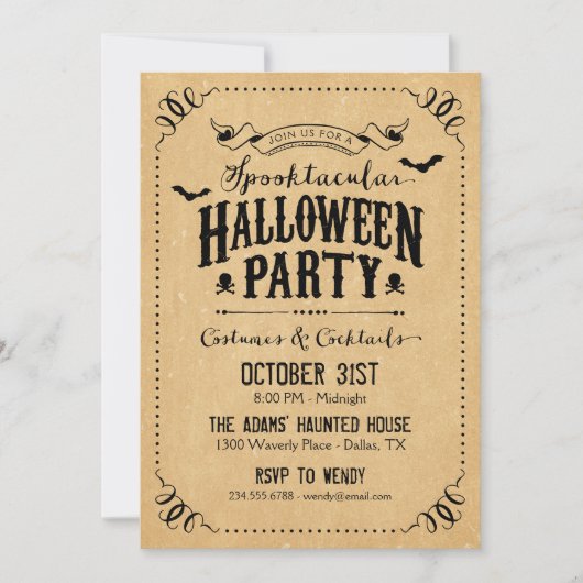 Invitation Rustic Chic Spooktacular Parti d'Halloween (Devant)