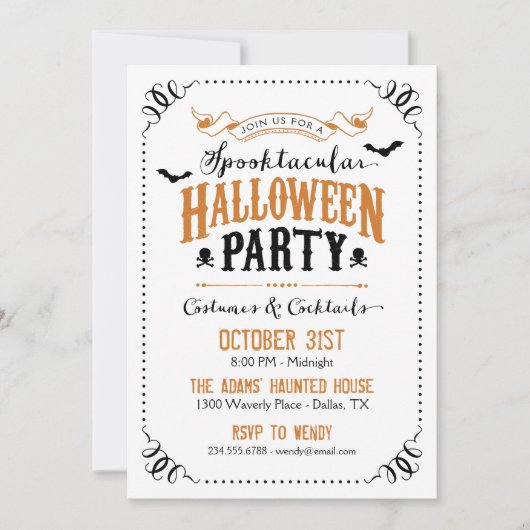 Invitation Rustic Chic Spooktacular Parti d'Halloween (Devant)