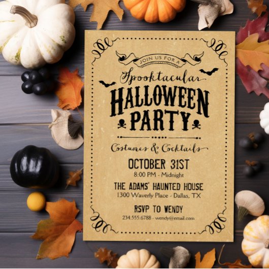 Invitation Rustic Chic Spooktacular Parti d'Halloween