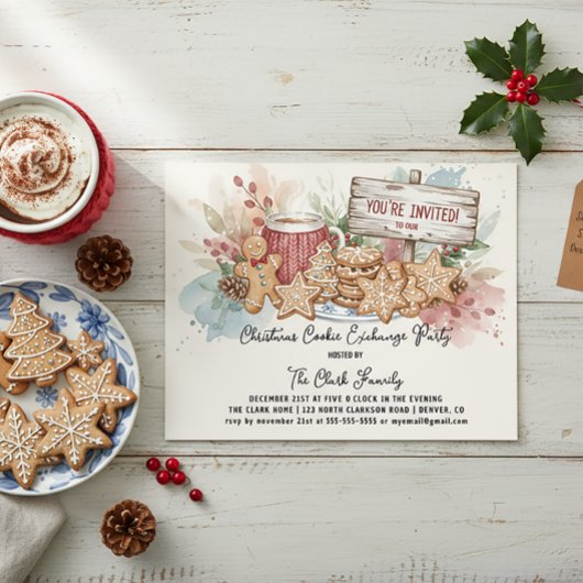 Invitation Rustic Christmas Cookie Exchange Party Design