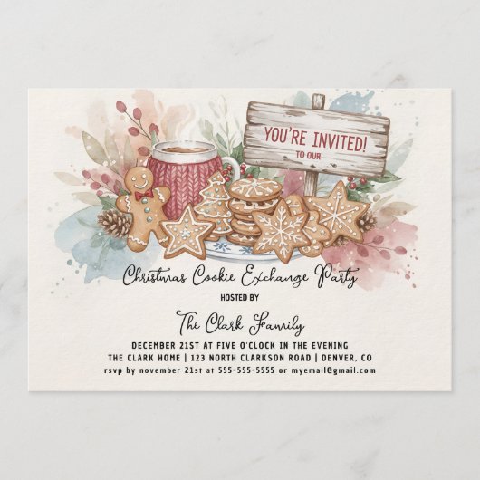 Invitation Rustic Christmas Cookie Exchange Party Design (Devant)