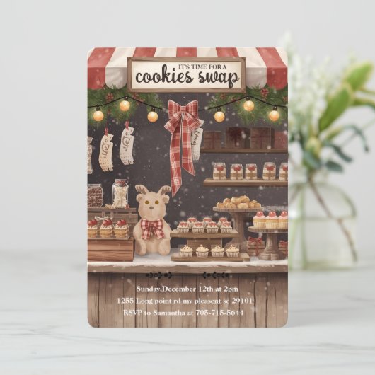 Invitation “Rustic Christmas Cookie Swap (Debout devant)