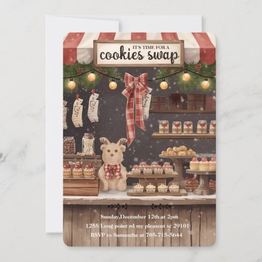Invitation “Rustic Christmas Cookie Swap  (Devant)