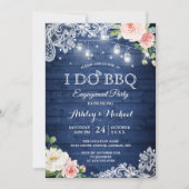 Invitation Rustic Classic Blue I DO BBQ Engagement Party (Devant)