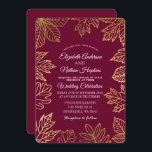 Invitation Rustic Classy Gold Cranberry Automne Feuilles Mari<br><div class="desc">Célébrez avec ce Rustic Classy Gold Cranberry Autumn Leaves Faire-part de mariage! Ce mariage simple et élégant présente des feuilles d'or contre un arrière - plan rouge canneberge. Vous pouvez même customiser ces invitations plus loin pour une touche personnelle. REMARQUE : L'or présenté dans ce design N'EST PAS VRAI FOIL...</div>