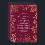 Invitation Rustic Classy Gold Cranberry Automne Feuilles Mari<br><div class="desc">Célébrez avec ce Rustic Classy Gold Cranberry Autumn Leaves Faire-part de mariage! Ce mariage simple et élégant présente des feuilles d'or contre un arrière - plan rouge canneberge. Vous pouvez même customiser ces invitations plus loin pour une touche personnelle. REMARQUE : L'or présenté dans ce design N'EST PAS VRAI FOIL...</div>
