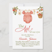Invitation Rustic Clothesline Apple Girl Baby Shower (Devant)