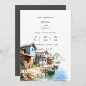 Invitation Rustic Coastal Fishing Village Shacks Mariage (Devant / Derrière)