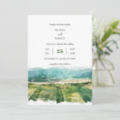 Invitation Rustic Coastal Green Farmlands Voir Plage Mariage (Debout devant)