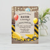 Invitation Rustic Construction Camion Boys Anniversaire (Debout devant)