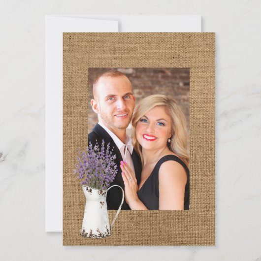 Invitation Rustic Cotton Lavender Pays Barre Mariage Photo (Dos)