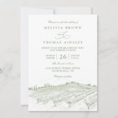 Invitation Rustic Country Art Line Elegant QR Code Wedding (Devant)