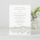 Invitation Rustic Country Art Line Elegant QR Code Wedding (Debout devant)