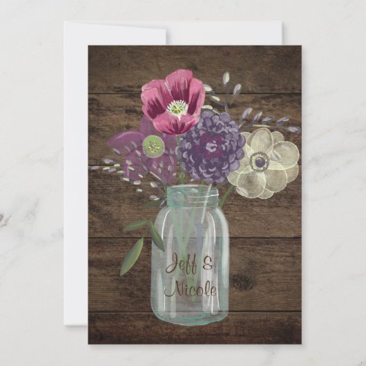 Invitation Rustic Country Automne Hiver Automne Mariage Mason (Dos)