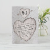 Invitation Rustic Country Bark Birch Mariage (Debout devant)