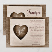 Invitation Rustic Country Barn Wood Love Coeur Wedding Invita (Devant / Derrière)