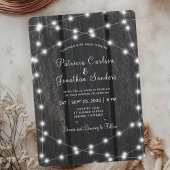 Invitation Rustic country barn wood string lights wedding