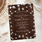Invitation Rustic country barn wood string lights wedding