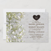 Invitation Rustic Country Birch Tree Baby's Breath Mariage (Devant)