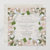 Invitation Rustic Country Blush Rose Floral Moderne Wreath (Devant / Derrière)