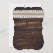 Invitation Rustic Country Bois Burlap et Mariage de dentelle (Dos)