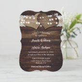 Invitation Rustic Country Bois Burlap et Mariage de dentelle (Debout devant)
