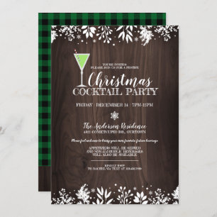 Invitation Rustic Country Botanical Christmas Cocktail Party