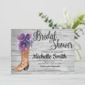 Invitation Rustic Country Bridal Purple Fête des mariées Vint (Debout devant)