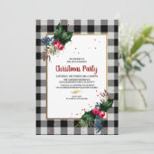 Invitation Rustic Country Buffalo Check Christmas Party (Debout devant)