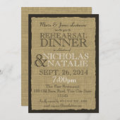 Invitation Rustic Country Burlap 5x7 Dîner de répétition (Devant / Derrière)
