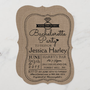 Invitation Rustic Country Burlap Bachelorette Party